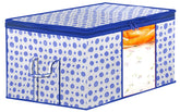 Kuber Industries Dot Printed Multiuses Non Woven Underbed/Storage Bag/Organizer With Transparent Window & Handle (Blue)-46KM0599